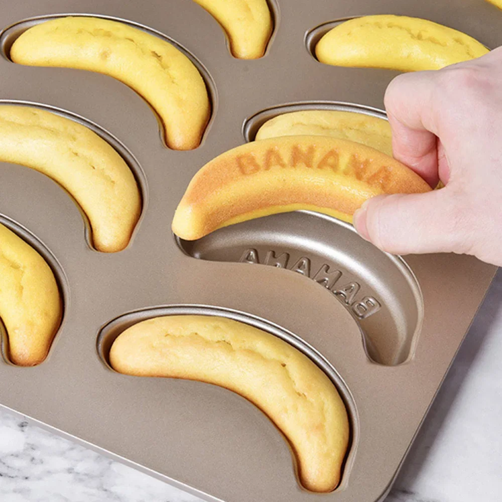 10 Hole Baking Pan Carbon Cake Baking Mold Baking Tray Non-Stick Muffin DIY Banana Cake Pan Moulds Baking Pans Bakeware Tools