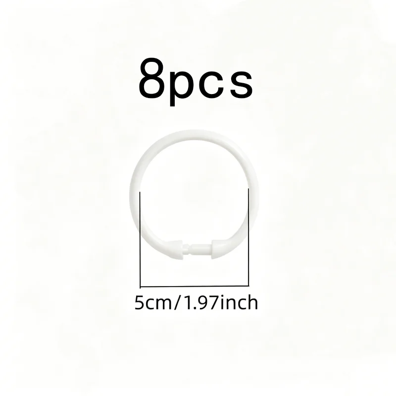 8 pcs O-Shape Drapery Rings for Moisture Environment, Waterproof Rust Proof, Smooth Glide Design, also fits Home Bath Area