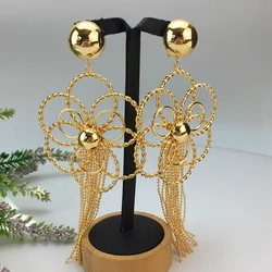 Fashion African Big Flower Drop Earrings Oversized Goldplated Pendant Dangle Earrings For Women Party Fashion Jewelry FHK16852