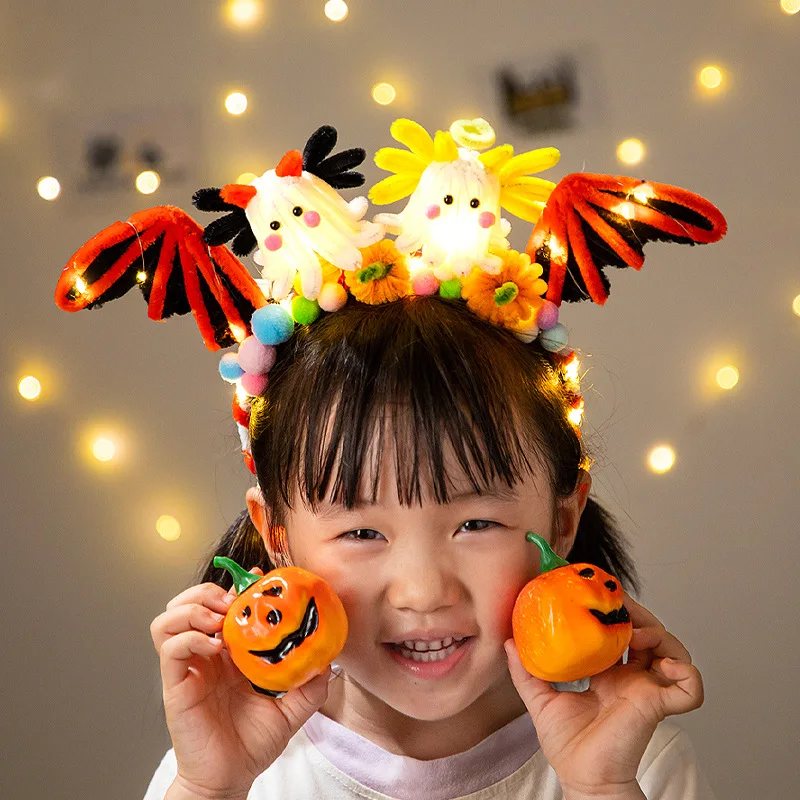 Halloween Pumpkin Lantern Headband Glow Twisty Stick DIY Kit for Kids Party Joke Headwear Costume Accessories