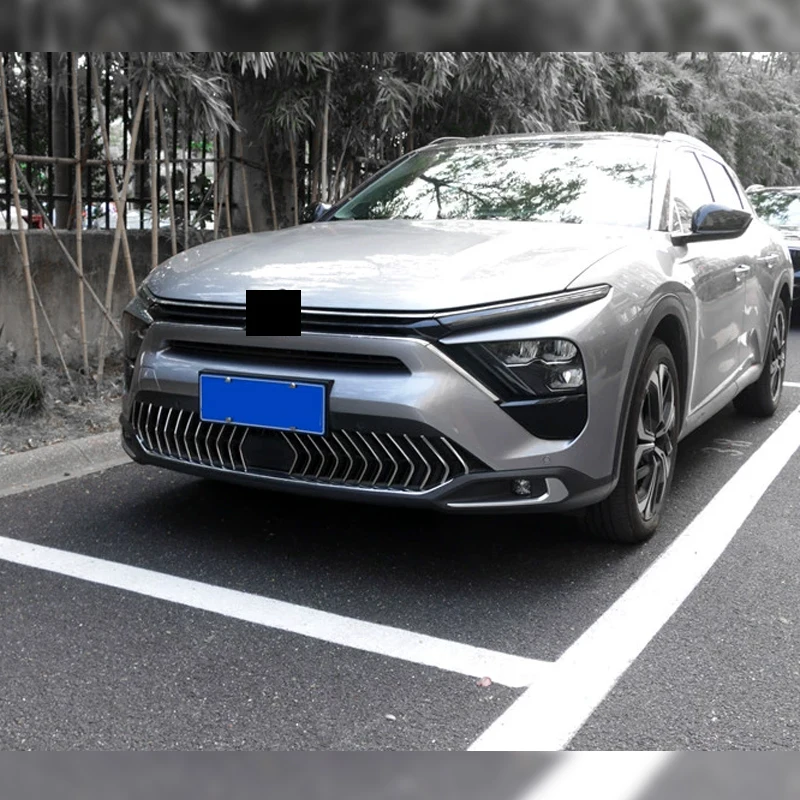 1 Set Car Styling Front Grille Trim Garnish Cover Stickers For Citroen C5X 2021 2022 2023 Stainless Steel Car Accessories