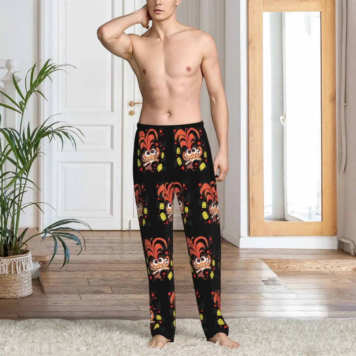 Custom Inside Out Pajama Pants Men's Fantasy Animation Lounge Sleep Drawstring Sleepwear Bottoms with Pockets