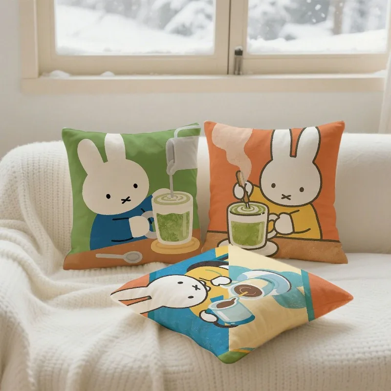 Cartoon Kawaii New Style Sofa Pillow Simple Living Room Bedroom Dormitory Lumbar Pillow Cushion High Rebound Comfortable Miffy