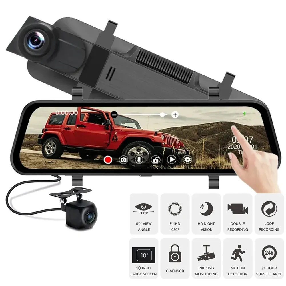 

Car Mirror Dash Cam 1080P Front Rear Dual Camera 170° Wide Angle Car Video Recorder G-Sensor Loop Recording Car DVR