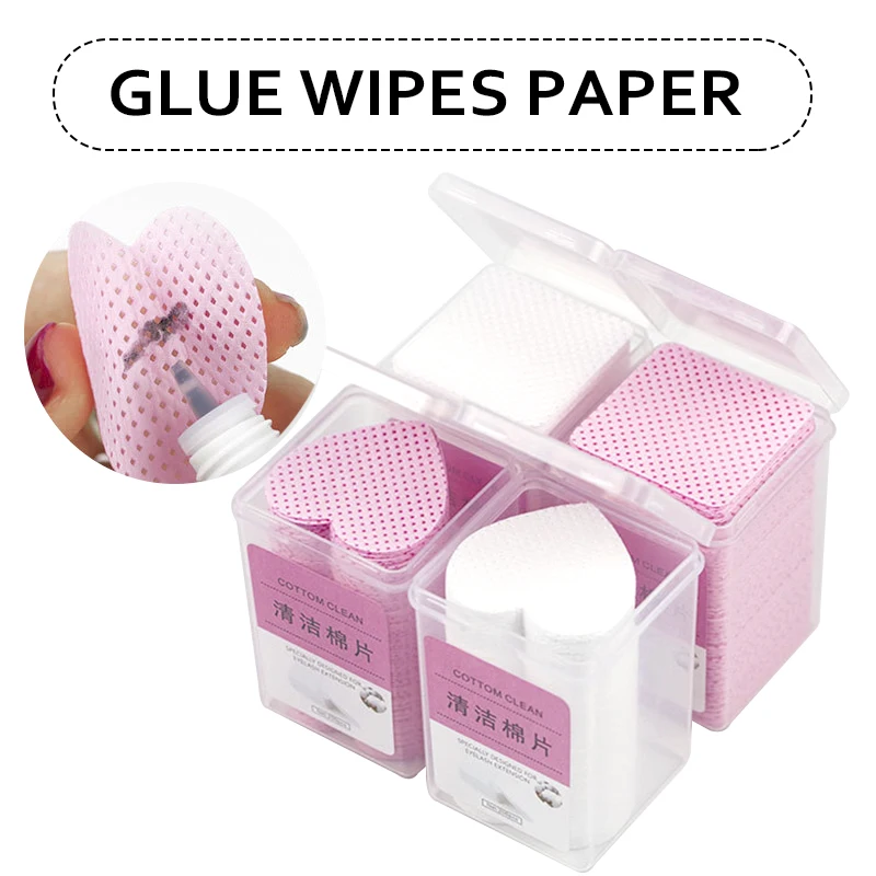 200Pcs Lint-Free Eyelash Glue Wipes Paper Gel Polish Remover Clean Month of Glue Bottle Cotton Pads Beauty Cleaning Tools