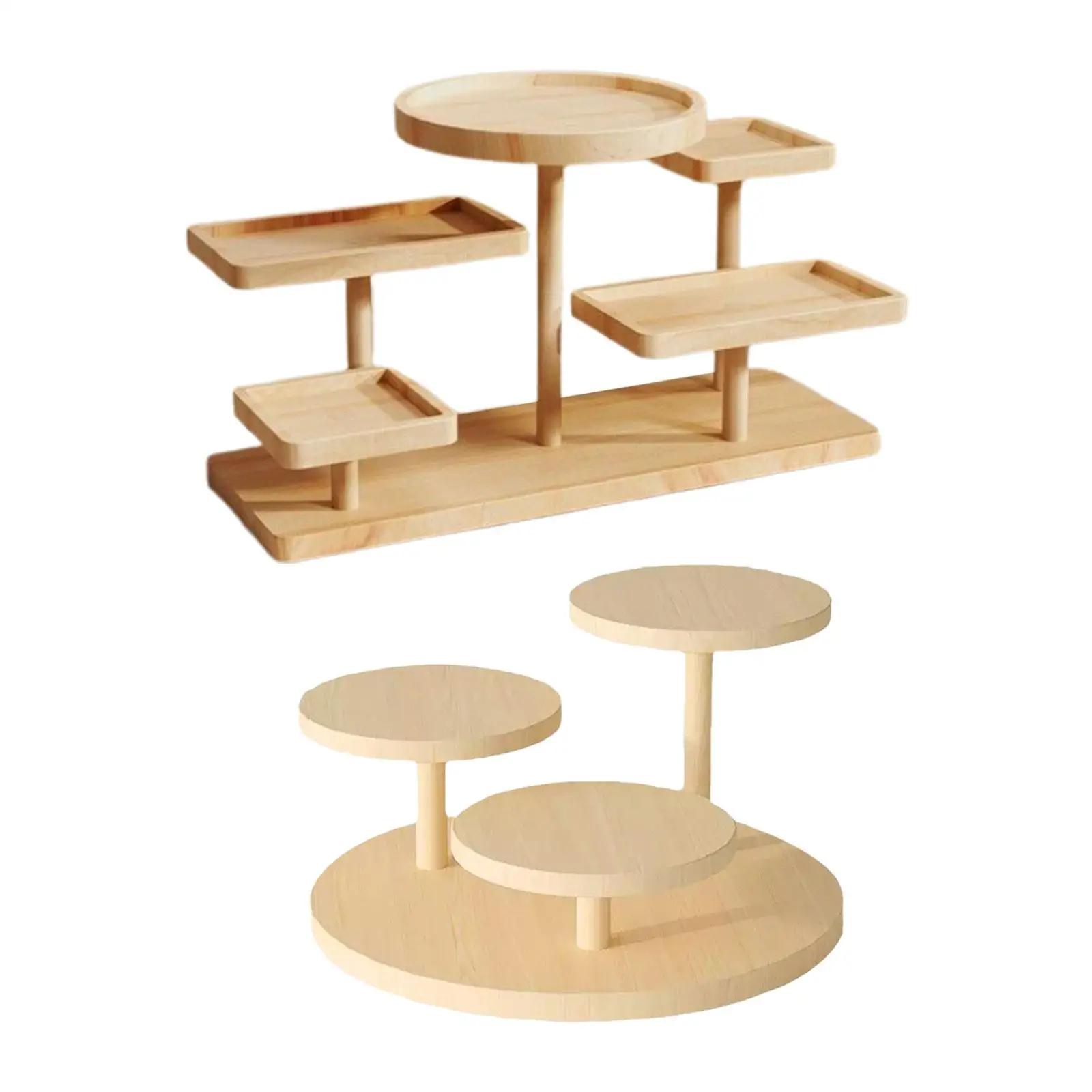 Wooden Display Riser Stand Tiered Tray Multi Layer Display Rack for Desktop