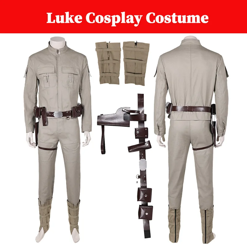 Luke  Men Costume Movie Space Battle Roleplay Jacket Belt Waist Strap Adult Male Role Halloween Carnival Suit