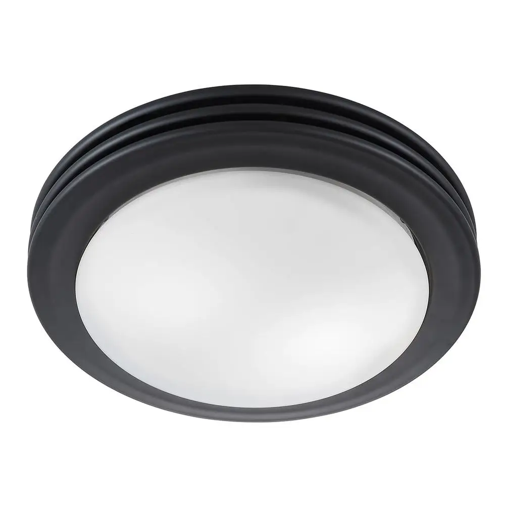 Yorkshire Bathroom Ventilation Exhaust Fan Light 80 CFM Matte Black HVI Certified Premium Glass Shade Triple-Ringed Enclosure