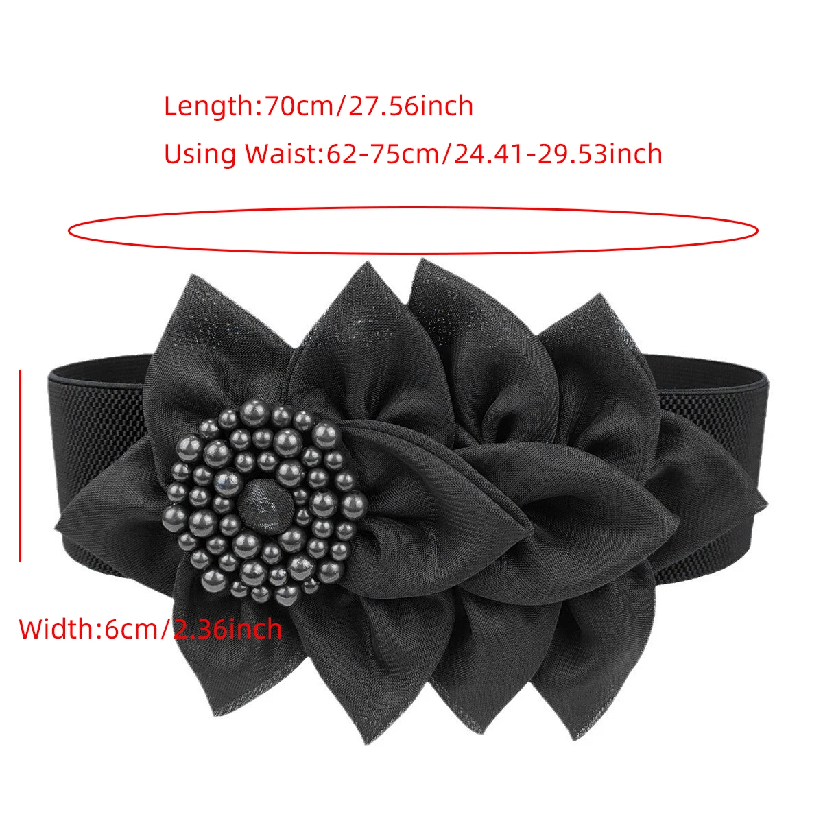 Flower elastic waistband for women's daily commuting dress decoration, waist cover, holiday performance party accessories