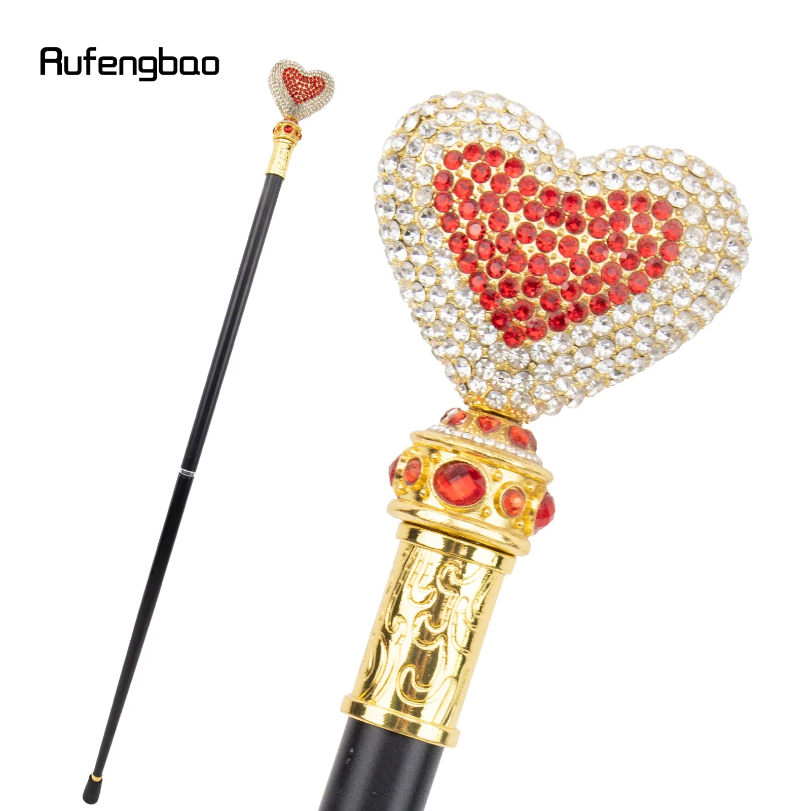 

Белый, красный, любовь, искусственная алмазная трость, модная декоративная трость, джентльменская элегантная трость для косплея, Crosier 97 см