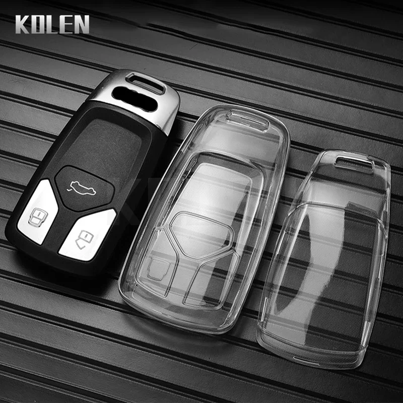 TPU Car Key Case Cover Shell For Audi A4 B9 A5 A6 8S 8W Q5 Q7 4M S4 S5 S7 TT Mk3 TTS TFSI RS Key Protecter Accessories Keychain