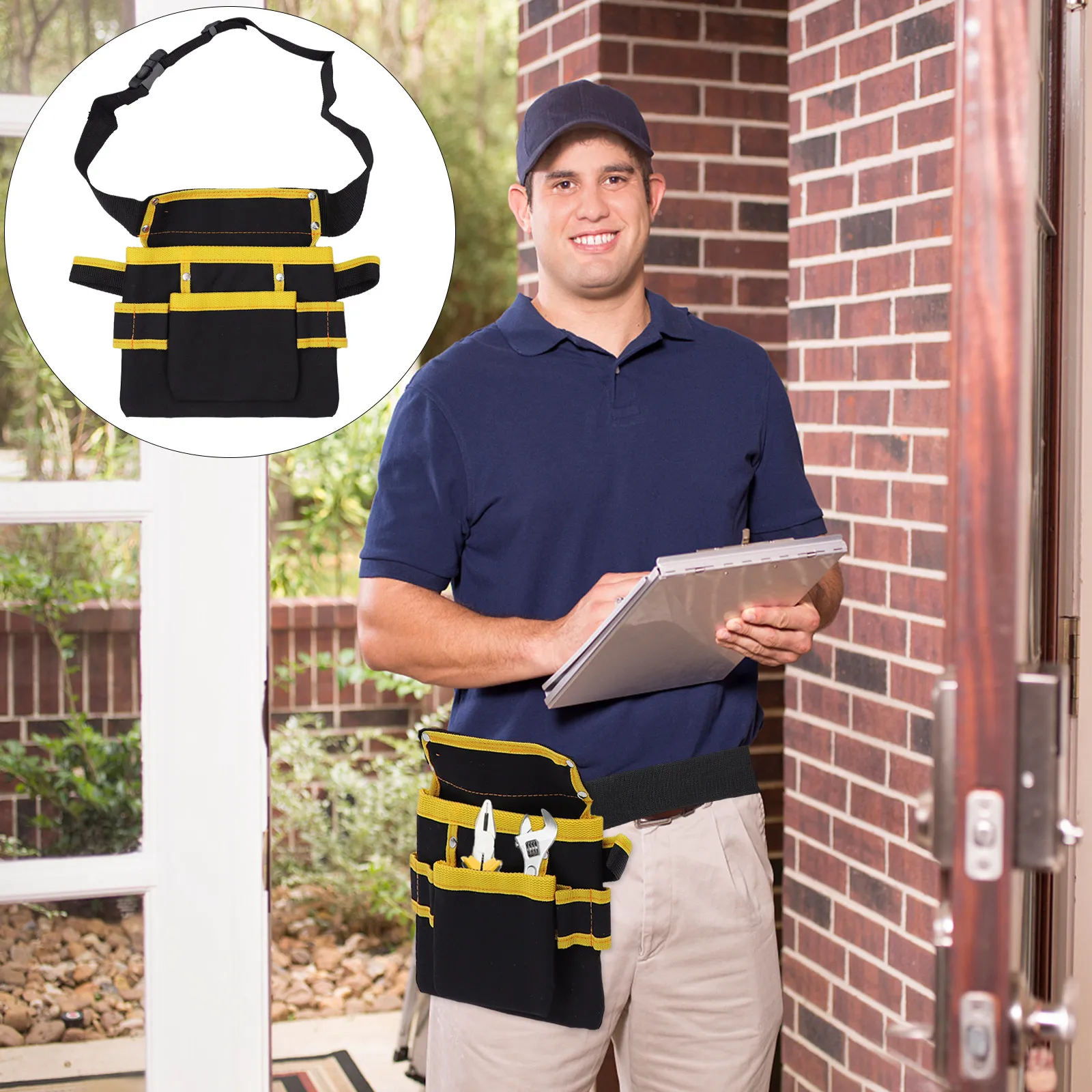 

Сумка-органайзер для инструментов на пояс, 1 шт., для электрика, большая вместимость, из плотной ткани Оксфорд, многофункциональная, для хранения инструментов, для обслуживания оборудования