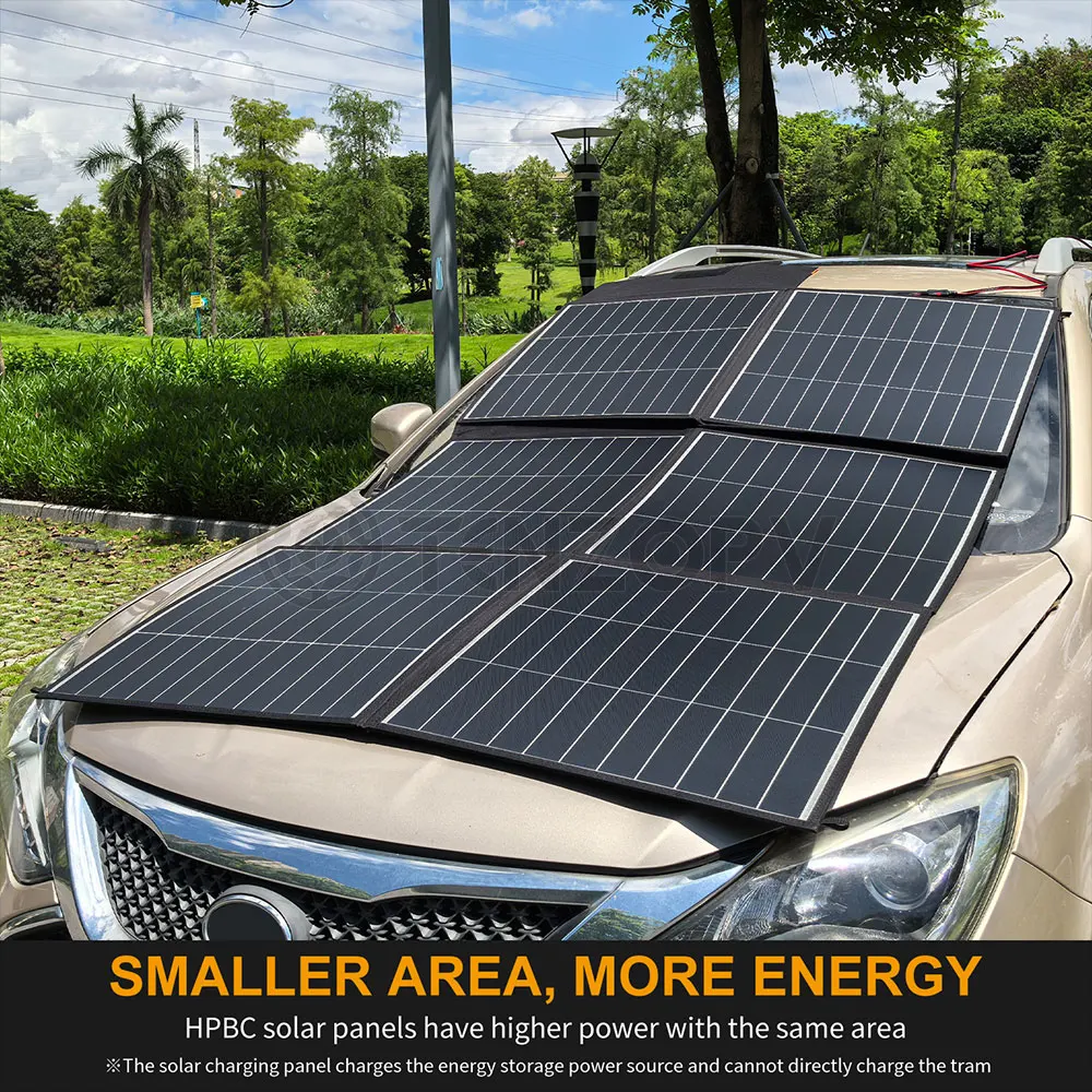26% كفاءة عالية BC 400W500W600W مجموعة الألواح الشمسية القابلة للطي 12v24v تخزين الطاقة إمدادات الطاقة الشمسية شحن المجلس