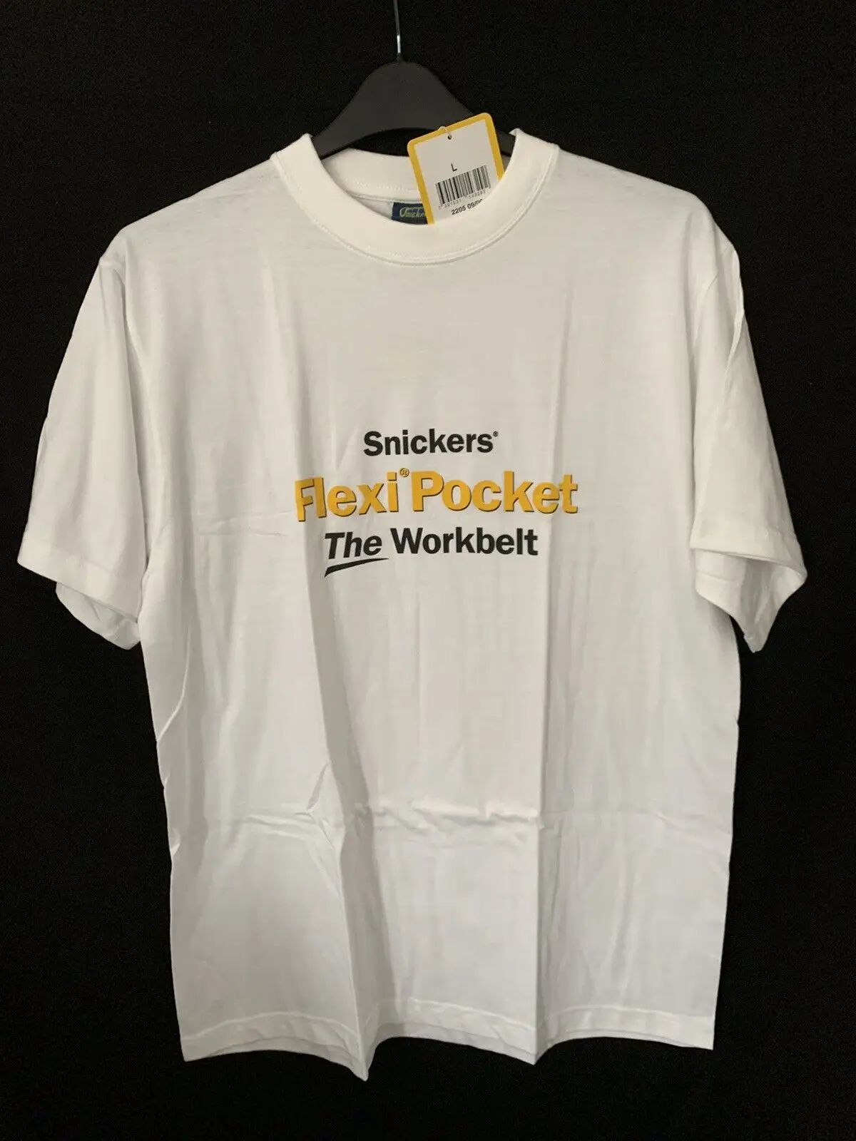 Мужская винтажная хлопковая Футболка Snickers с принтом и карманами, L BNWT, 2005