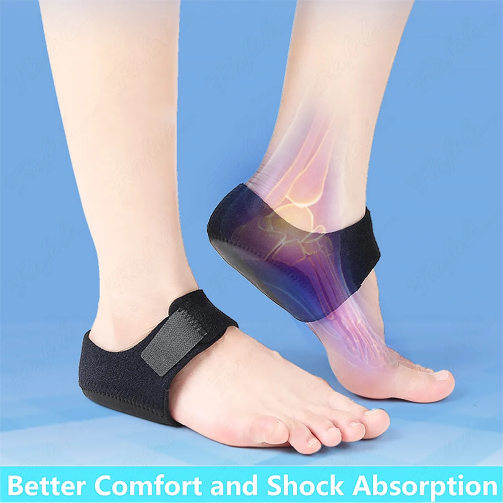 Protetor de calcanhar de silicone para fasceíte plantar, almofadas para sapatos de absorção de choque, copo em u, meias de meio jarda, palmilhas