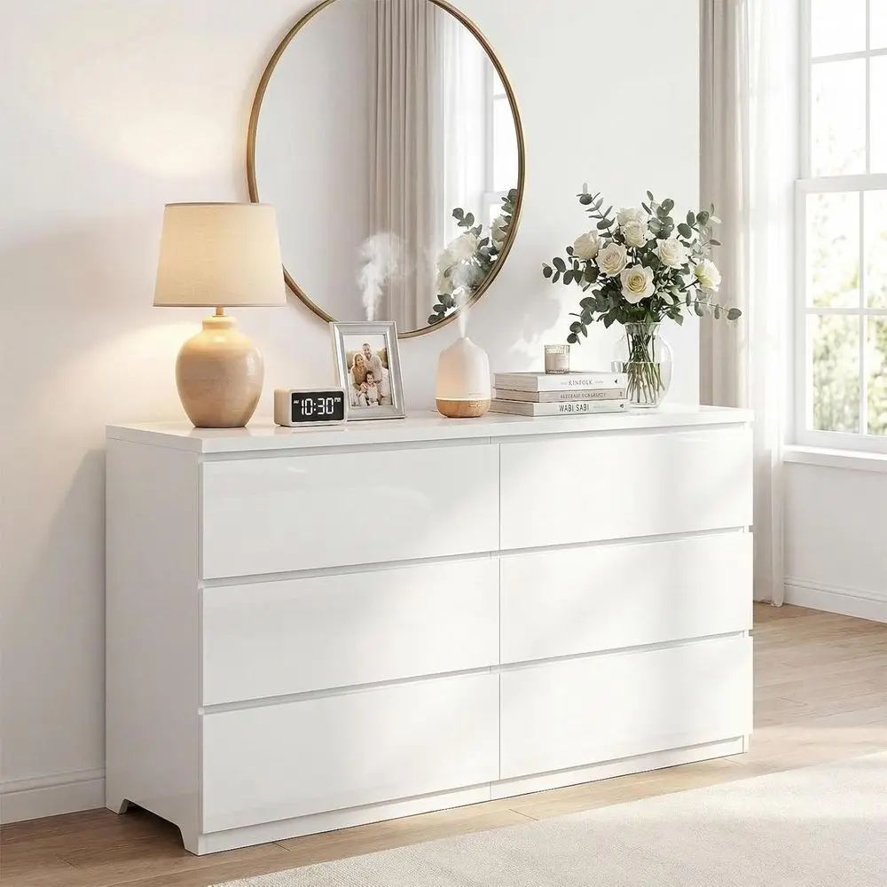 

Комод из массива дерева с 6 глубокими ящиками и широким органайзером для спальни и гостиной