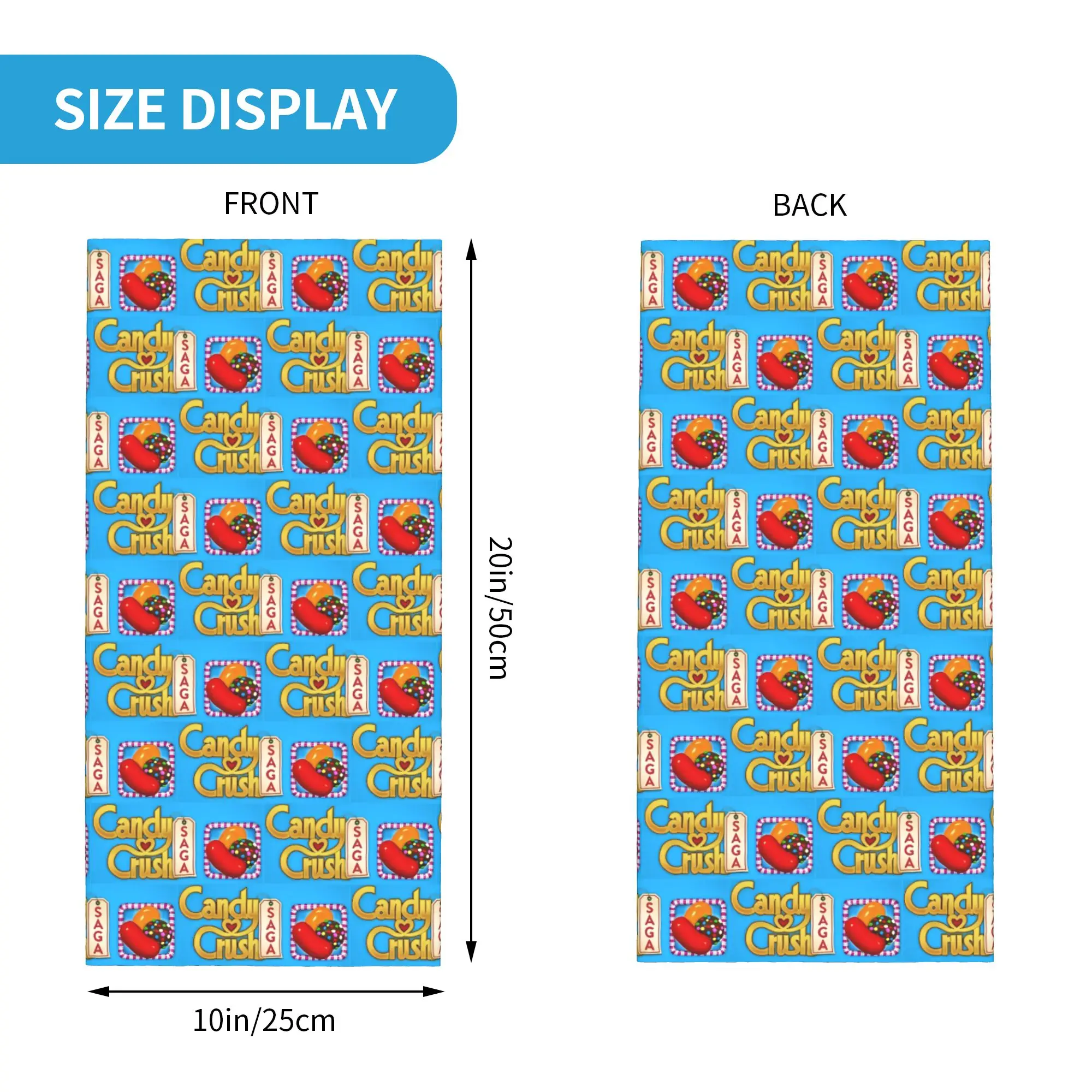 Custom Candy Crush Saga  Neck Gaiter Men Women UV Face Shield Winter Colorful  Bandana Scarf for Cycling