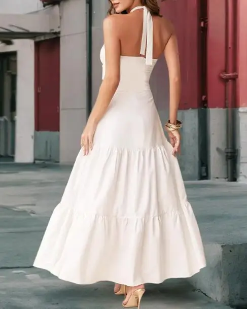 

Women's New Style A-Line Skirt, 2025 Women's Dress Fashion Spring and Summer Sexy Slim-Fitting Strapless Halter Tiered Skirt