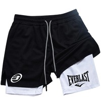 EVERLAST Men's Fashion Brand Shorts Summer Comfortable Quick drying Sportswear Gym Jogging Training Men's Fitness 2-in-1 Shorts
