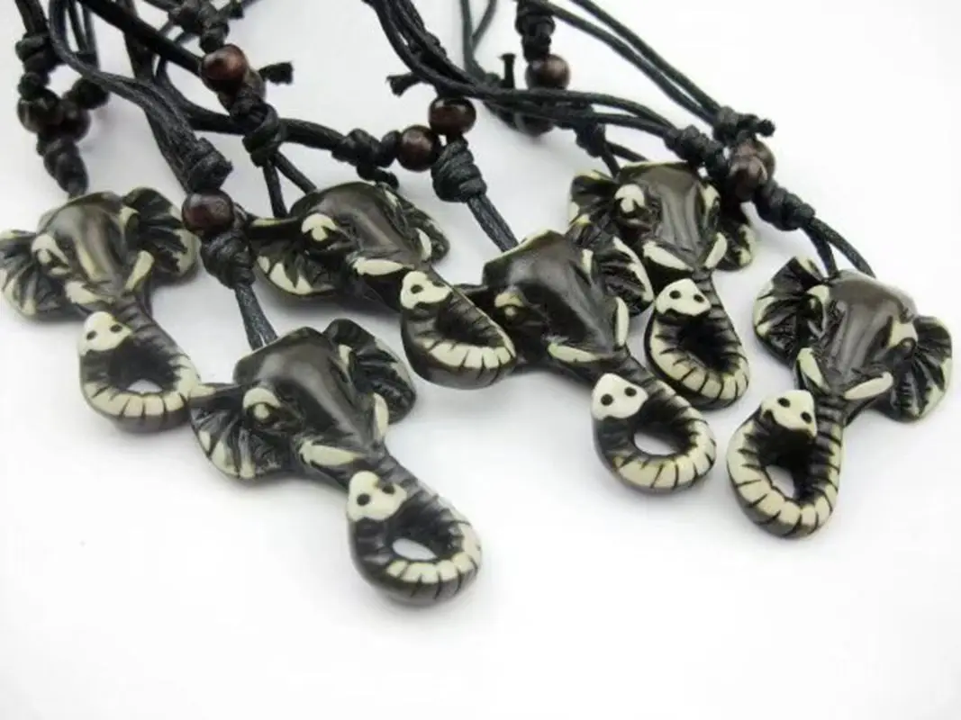 20 pcs Fashionable Handcrafted Necklace Vintage Black Color Elephant Tibetan Tribal Pendant