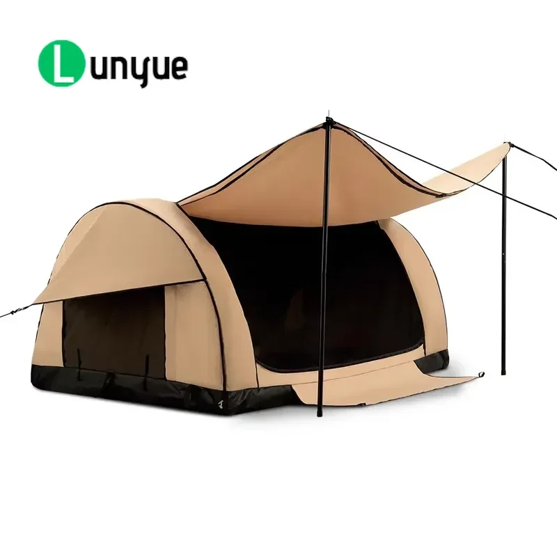 Waterproof PVC Inflatable Camping Tent 2 Bedrooms Quick Setup All Seasons Outdoor Shelter for 3-4 People Durable Portable
