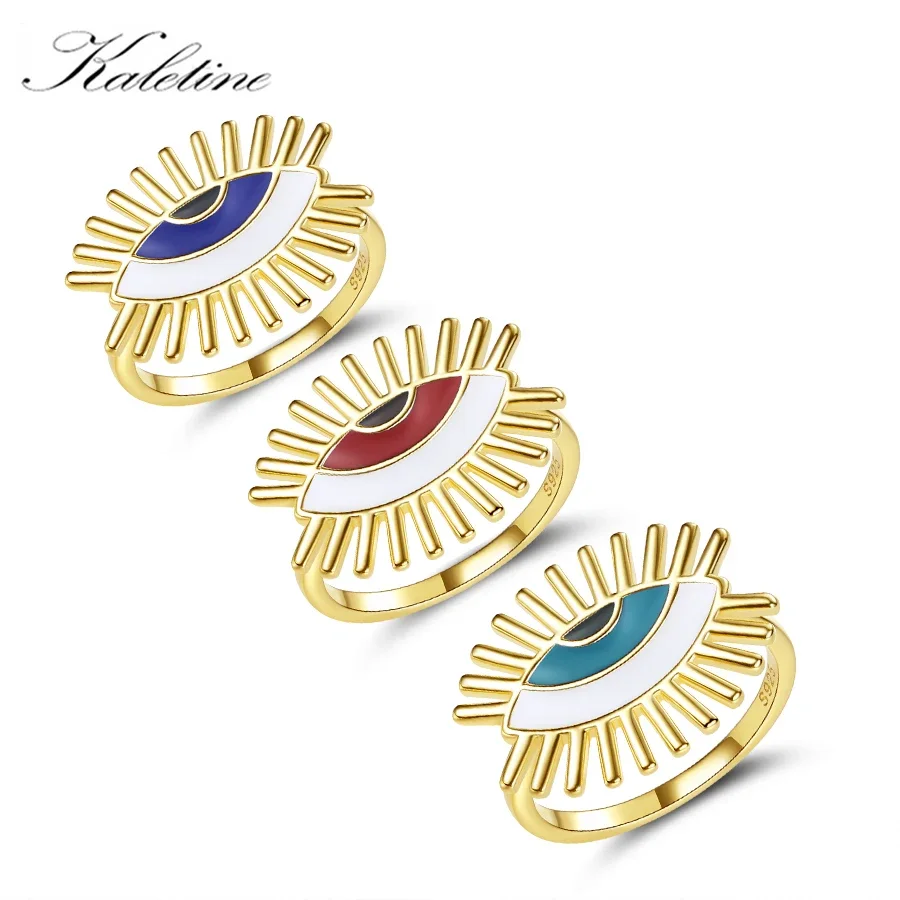 

Kaletine Sun Evil Eye 925 Sterling Silver Ring Metal Oval Blue Turkish Rings For Women Men Fashion Jewelry Gifts For Women Girls