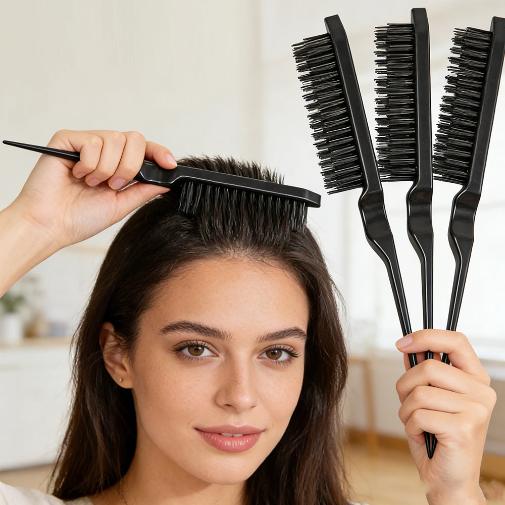 

Профессиональная двусторонняя расческа для укладки волос: для гладких хвостов, тонких прядей и начеса, 1 шт.