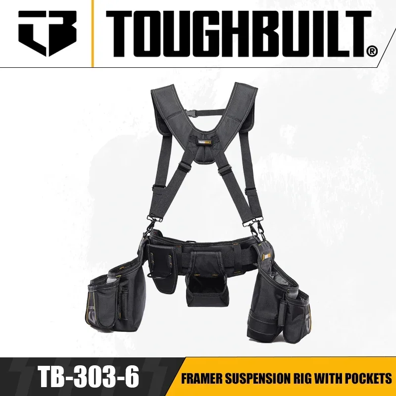 TOUGHBUILT TB-303-6 Framer Suspension Rig with Pockets 6-in-1 Modelling Toolkit Set Thick and Wear-resistant Storage Bag