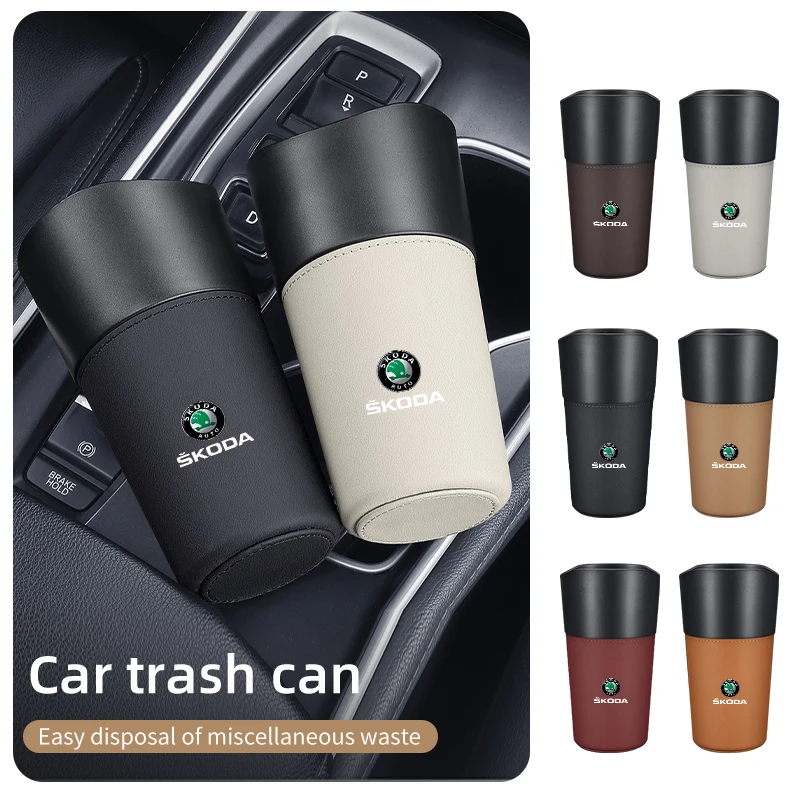 Car Trash Can Center Console Waterproof Garbage Storage Bucket For Skoda Octavia Rapid Kodiaq Superb Derivative Karoq Fabia Kami