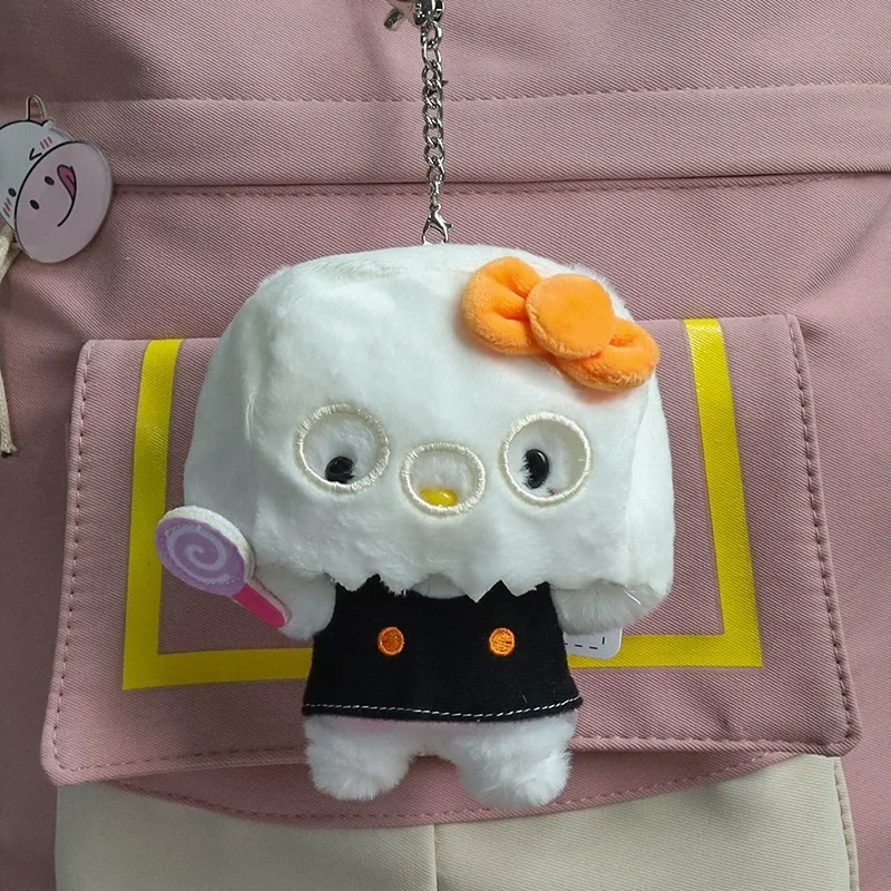 Halloween Cute Ghost Mask Ghost Headwear Cute Cartoon Kt Cat Plush Pendant Doll Keychain Halloween Gift Bag Decorative Pendant