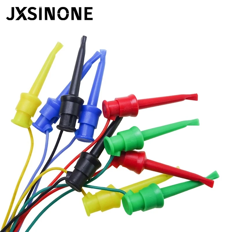 JXSINONE 10PC Dupont Male/Female to Test Hook Clips Silicone Jumper Wires Transistor Tester For Electrical Testing P1534 P1535