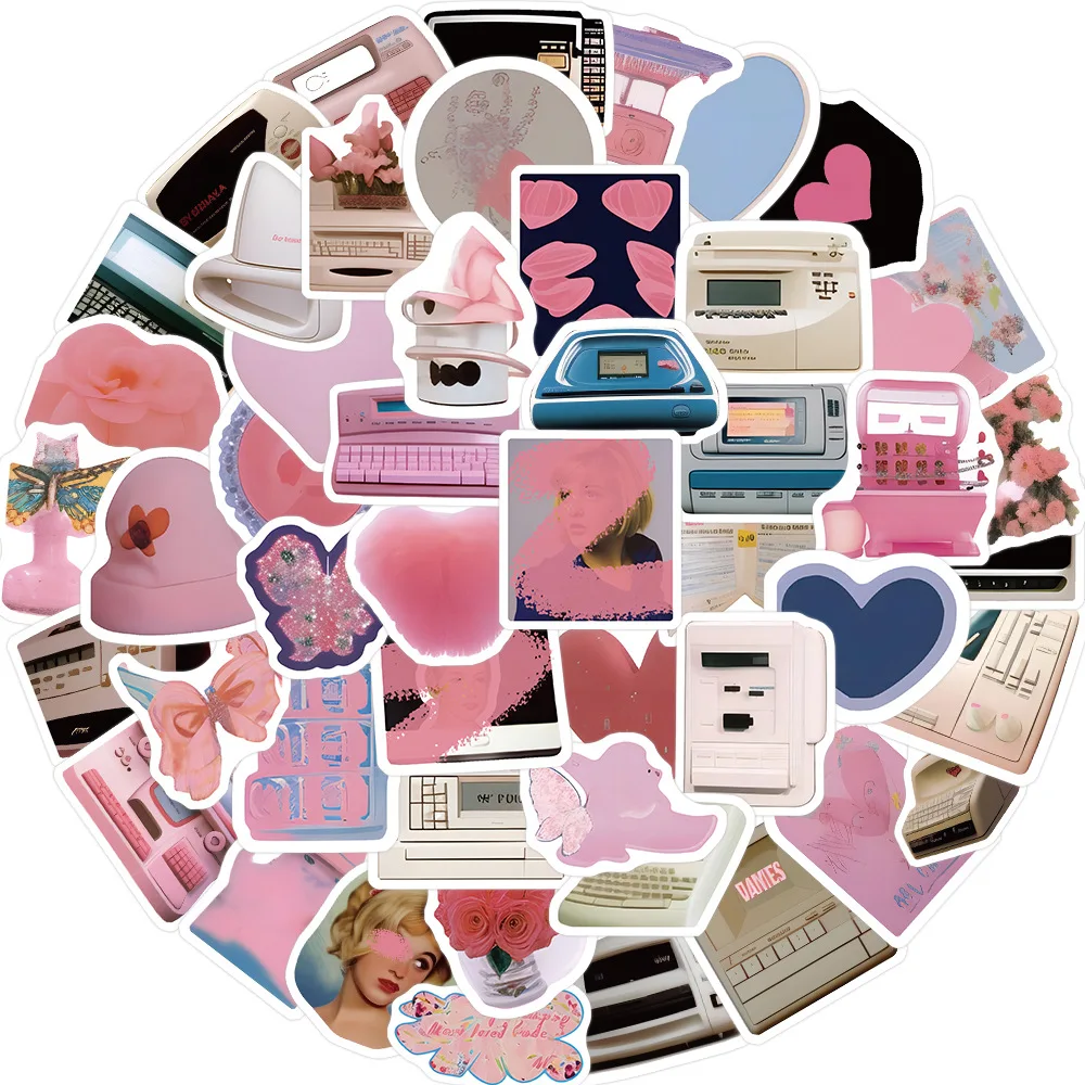 10/30/50PCS Korean INS Style Pink Heart Cartoon Stickers Cute Decals Decoration DIY Skateboard Scrapbook Laptop Funny Sticker