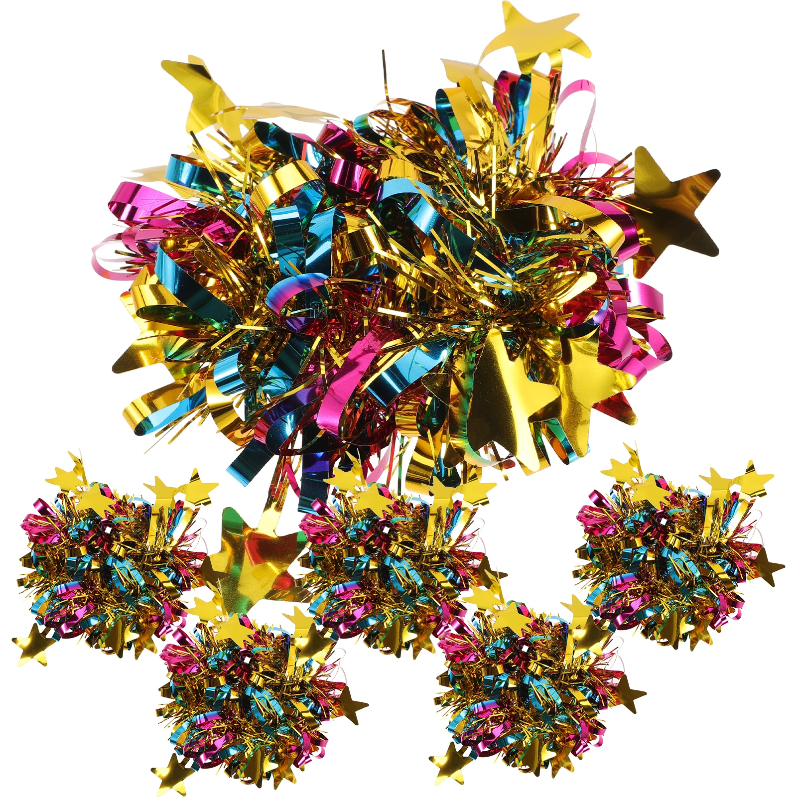 6 ชิ้นนาฬิกาข้อมือดอกไม้เลื่อมโลหะเชียร์ลีดเดอร์ Pompoms เชียร์ลีดเดอร์อุปกรณ์เสริมมือสัตว์เลี้ยง