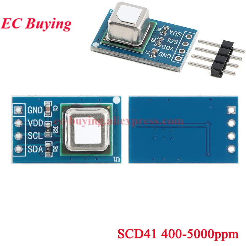 10 قطعة/1 قطعة SCD40 SCD41 مستشعر هواء الغاز كشف ثاني أكسيد الكربون ثاني أكسيد الكربون درجة الحرارة والرطوبة وحدة اثنين في واحد I2C II2 الاتصالات