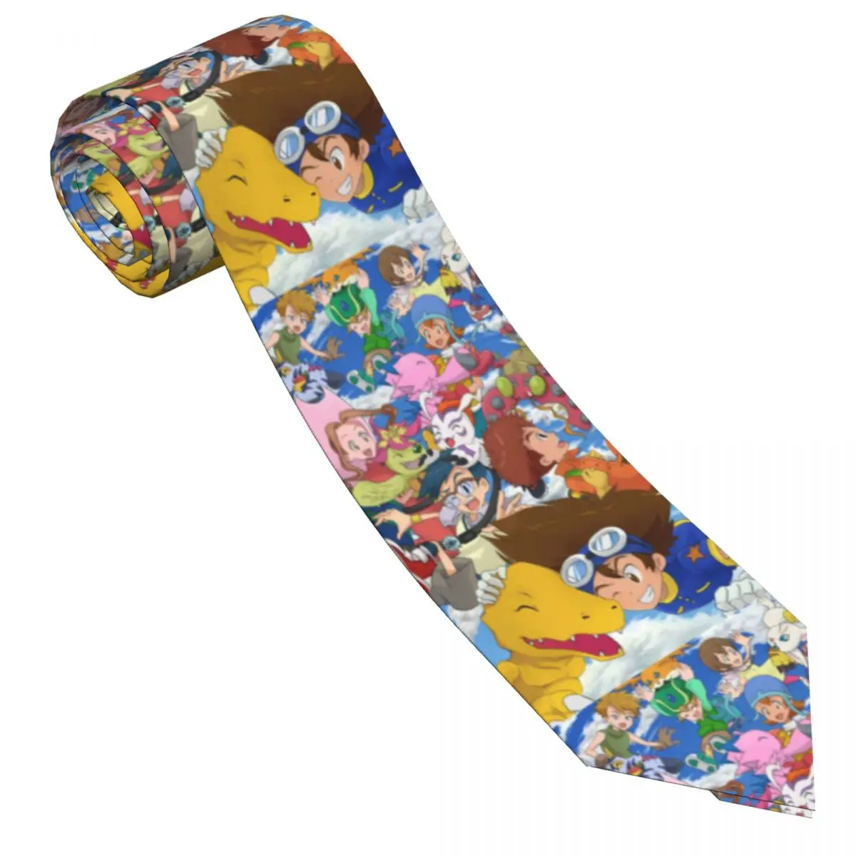 Anime Digital Monster Tie Cute Cartoon Funny Neck Ties For Men Wedding Party High Quality Collar Tie Pattern Necktie Accessories