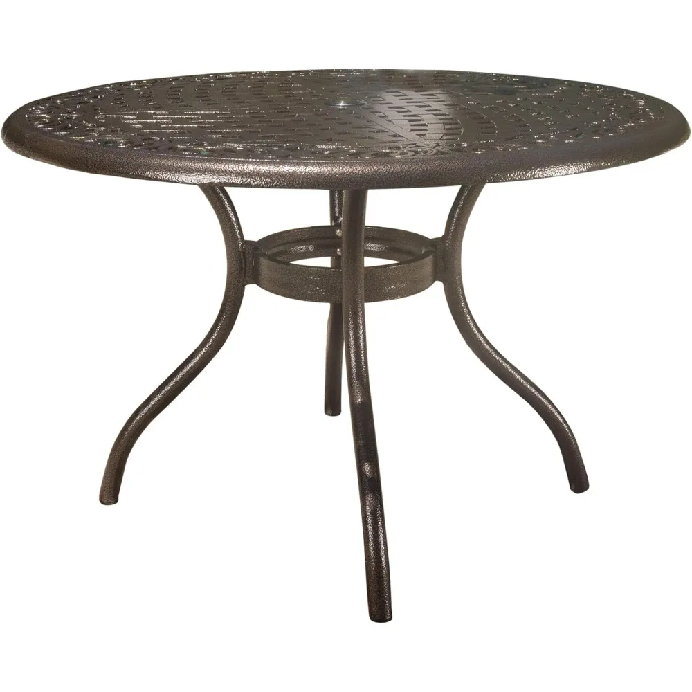 Cast Aluminum Round Table, Hammered Bronze, Dimensions: 47.75”L x 47.75”W x 30.00”H