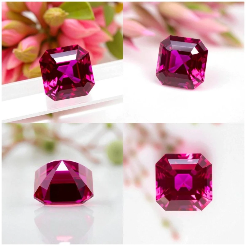مختبر نمت روبي Asscher شكل VVS1 Rubellite اللون DIY بها بنفسك مواد صنع المجوهرات المتقدمة شهادة سعر المصنع بالجملة