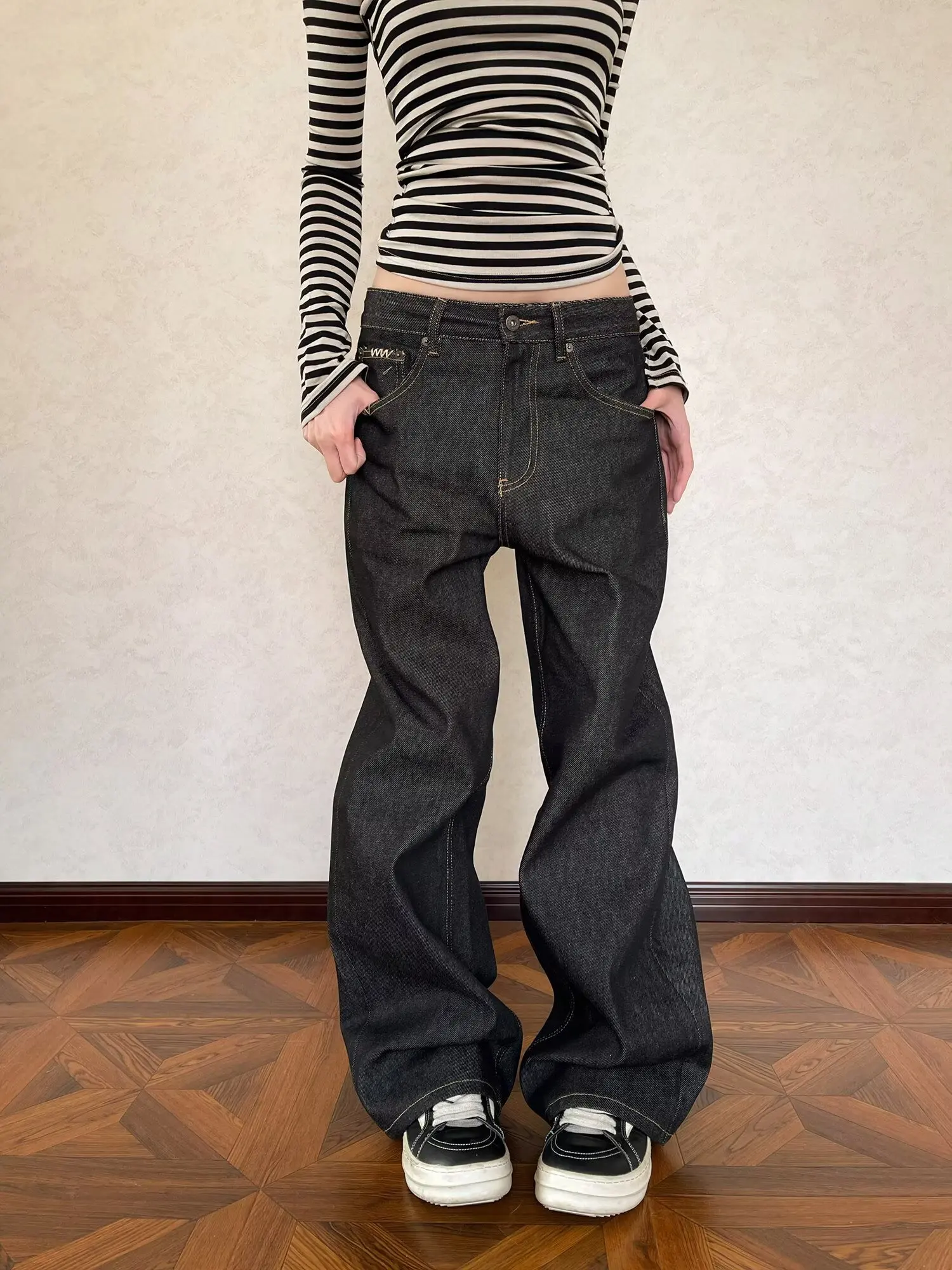 Jeans de Mezclilla para Mujer, Otoño-Invierno 2026, Estilo Y2K, Corte Ancho, Baggy, Grunge, Harajuku, Vaqueros, Novedad, Estilo Coreano, Mom Jeans, Punk, Retro
