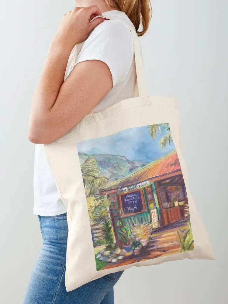 Maui Tropical Banana Stand Tote Bag tote bags aesthetic Canvas Tote Bag