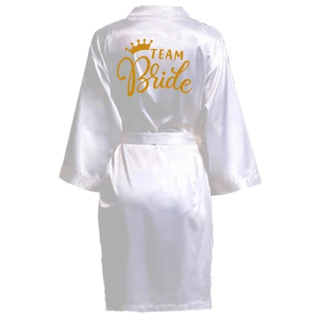 Women Team Bride Robe Wedding Gift Bathrobe Kimono Satin Robes Bridesmaid Bathrobe SP022