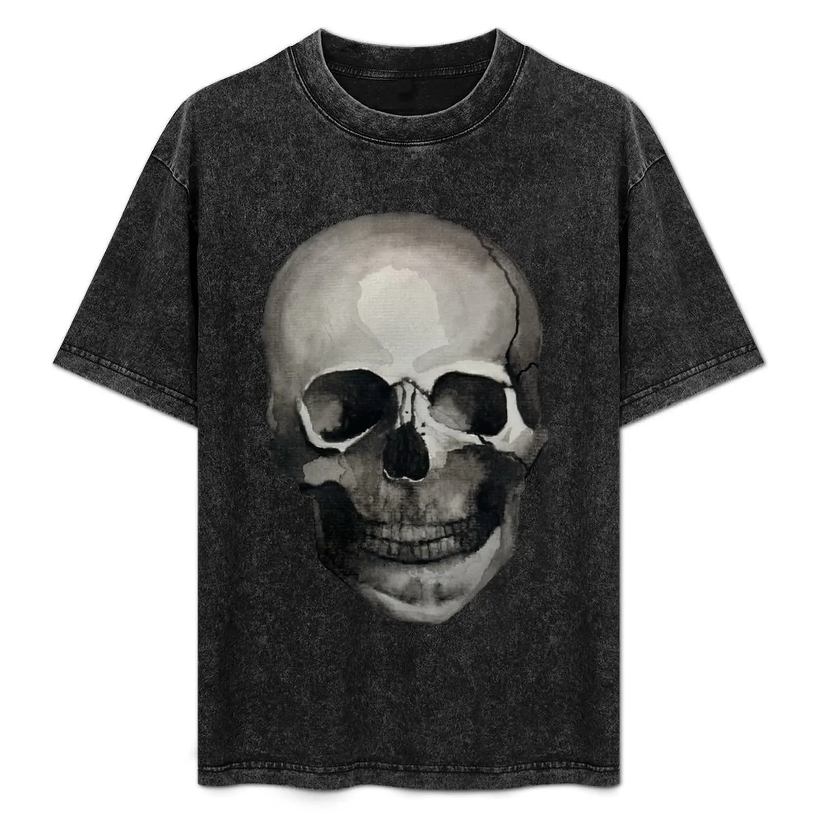 

Watercolor Skull T-Shirt Minimalist Casual Short Sleeve Top