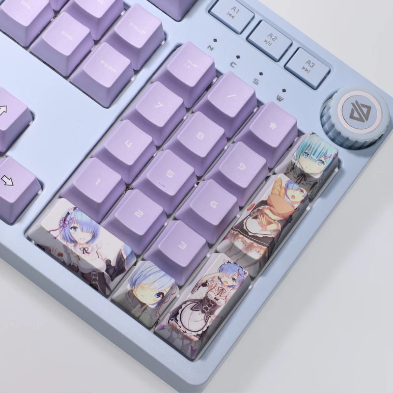 Imagem -04 - Re:zero Começando a Vida Anime Rem 104 Tecla Caps Pbt Dye Sublimação Cherry Profile mx Cruz Eixo Interruptor Keycap Teclado Mecânico