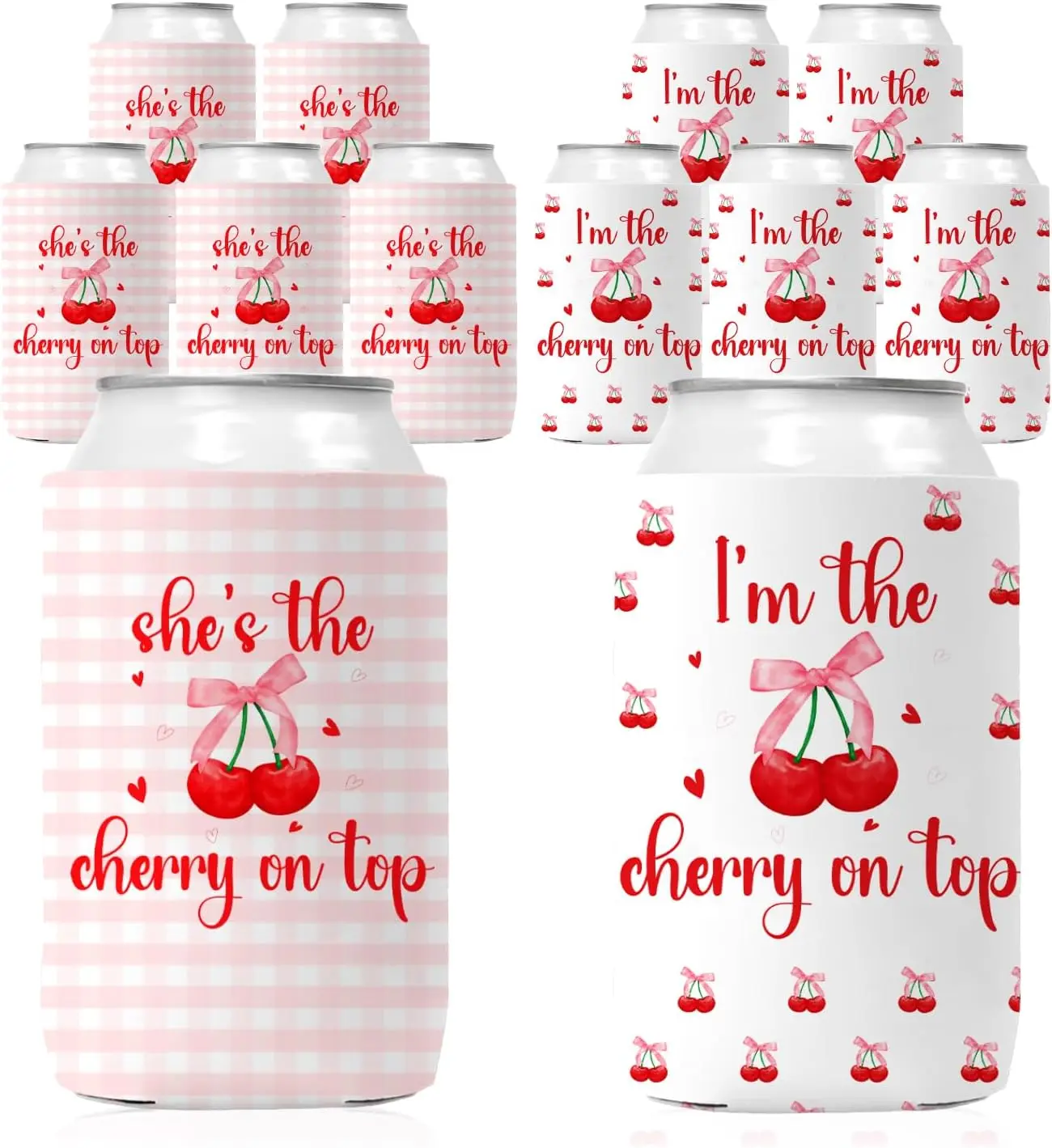 

She's the Cherry on Top Bridal Shower Party Decorations She's the Cherry on Top Can Coolers I'm the on Top Cup Holder Sleeves