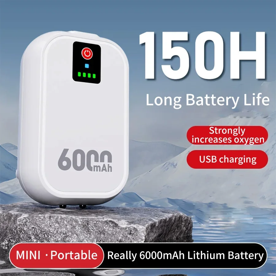 

Aquarium Small Oxygen Pump Oxygenation USB Charging Lithium Battery Indicator Light Waterproof Household Outdoor Portable Mute
