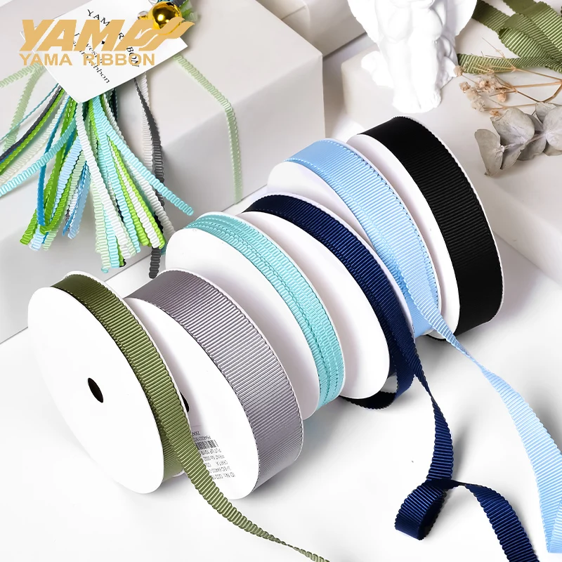 Rubans en polyester YAMA pour artisanat de mariage, ruban noir et argenté, cadeau DIY, 100 yards/rouleau, 9 mm, 13 mm, 16 mm, 19 mm