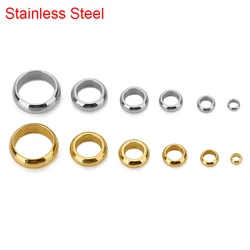 50pcs Stainless Steel Big Hole Beads Bulk Loose 2 3 4 5 6 8 mm Round Spacer Beads For DIY Bracelet Necklace Jewelry Accessories￼