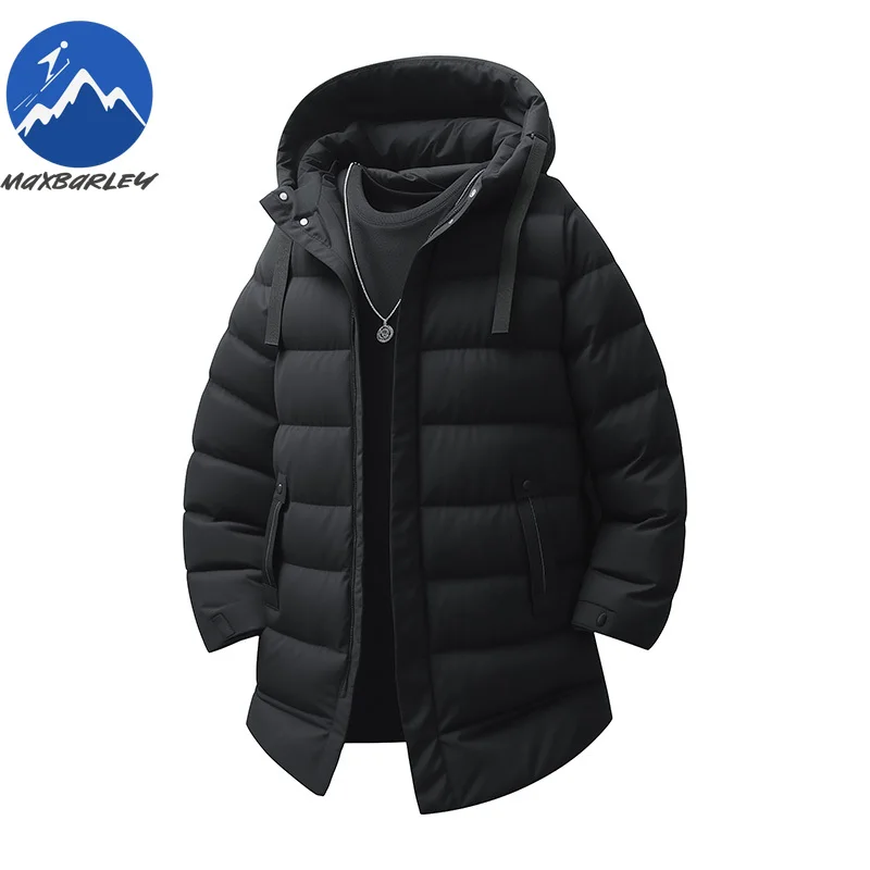 Maxbarley 2025 Winter Warm Parka Long Men Urban All-match Thick Cotton Padded Jacket Casual Camping Ski Windproof Hooded Coat