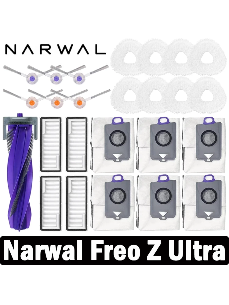Narwal Freo Z Ultra Robot aspirateur pièces de rechange brosses latérales principales tissus de vadrouille filtres HEPA sacs à poussière accessoires