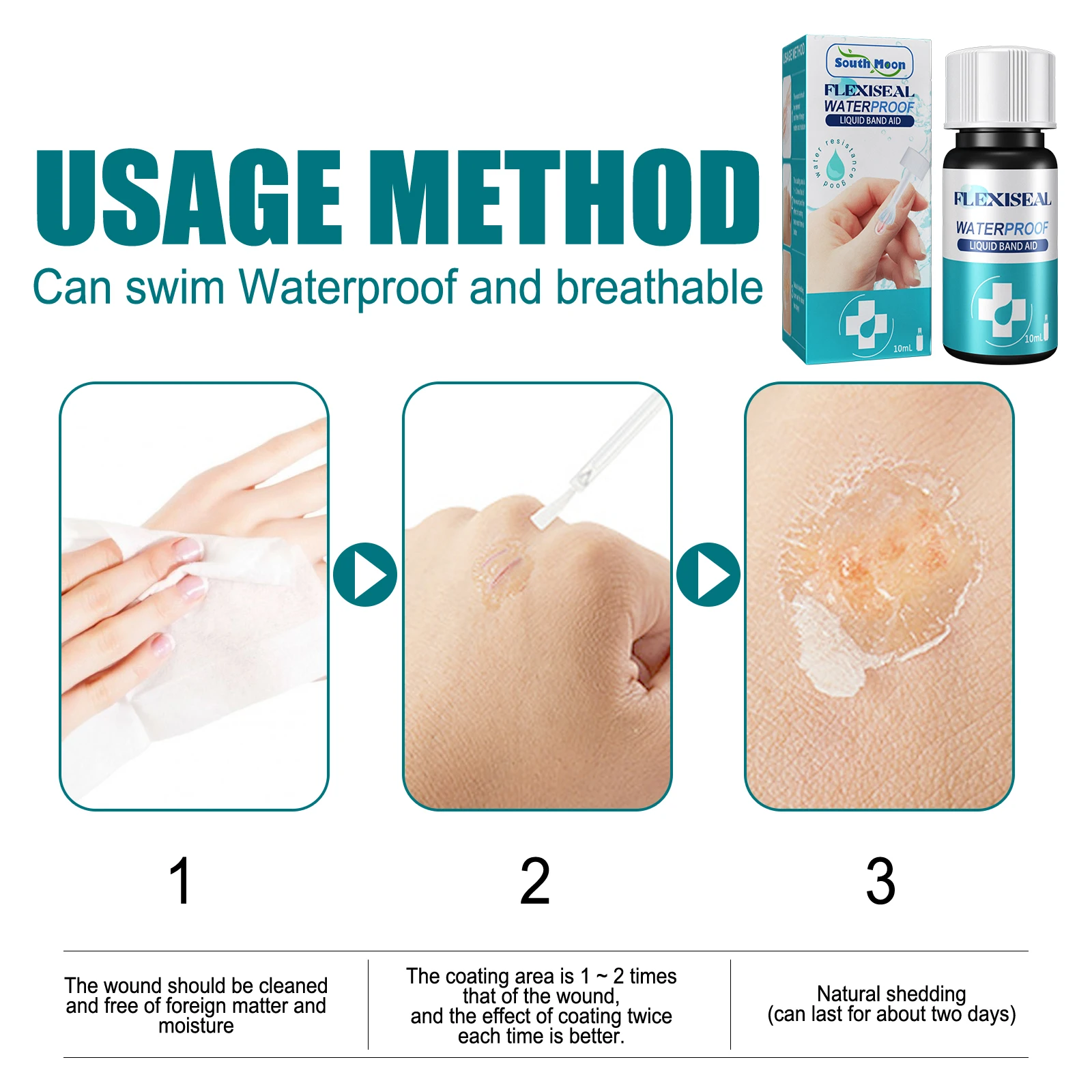 Flüssiges Wundpflaster 10ml Flüssiger Verband Wasserdicht Transparent Tragbar Notfall-Wundheilung für Körperpflege – Detail 8