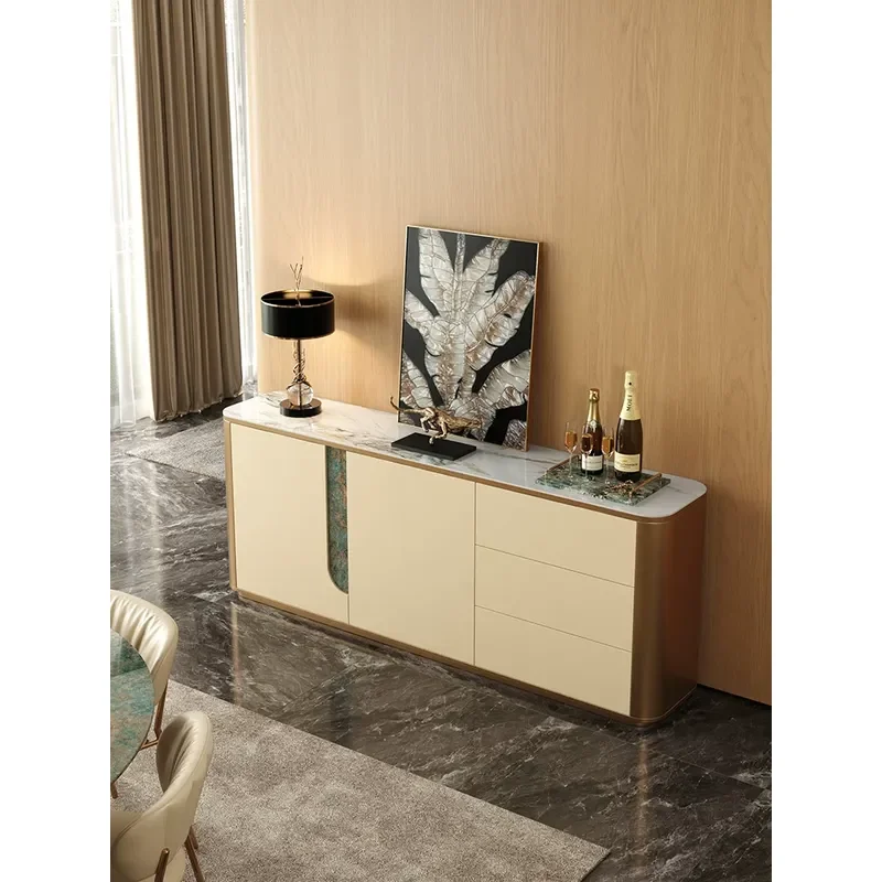 Italian Style Solid Wood Side Cabinet for Living Room Wall Mounted Storage Locker Light Luxury High End Villa Entrance